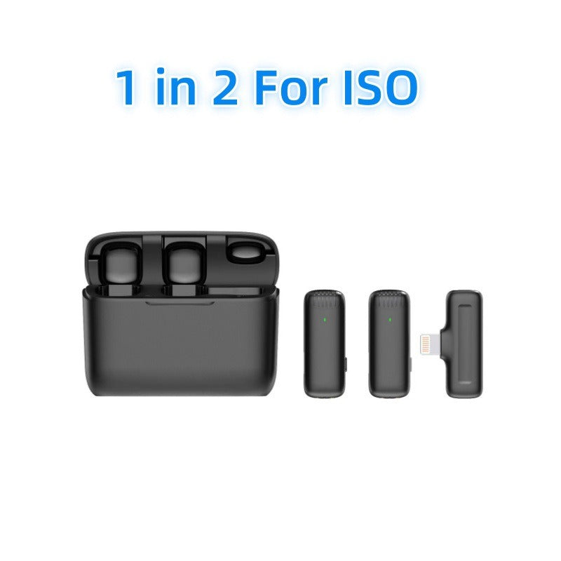 Wireless Lavalier Microphone Set with Charging Case, 1-to-2 2.4G Noise Cancelling Clip-on Mic for Live Broadcast & Streaming