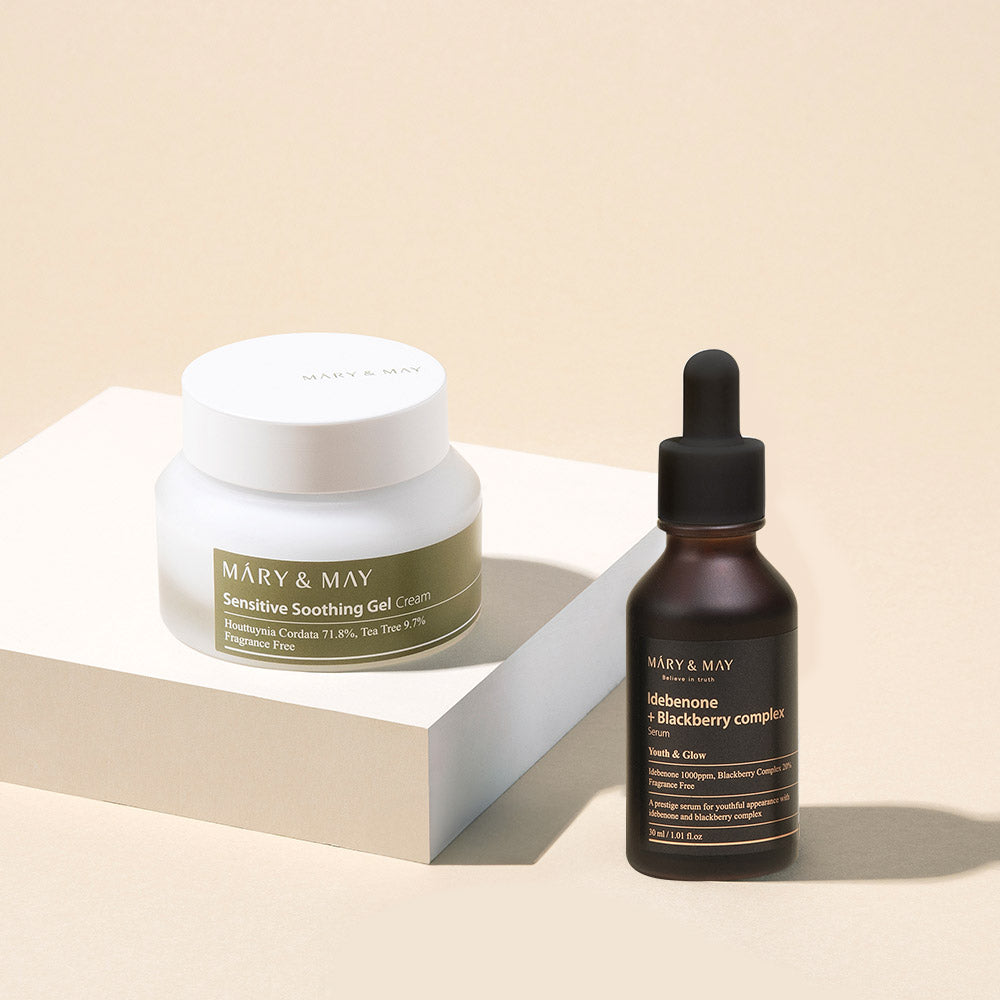 [Mary&May] Sensitive Soothing Gel Cream 70g + Idebenone+BlackBerry Complex serum 30ml