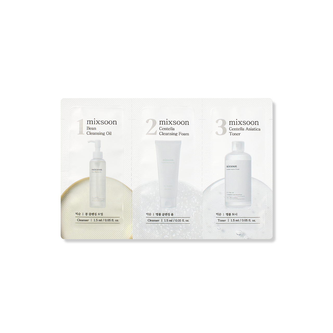 (Step 1,2,3) Bean Cleansing Oil, Centella Cleansing Foam, Centella Asiatica Toner Sachet [1.5ml*3ea]