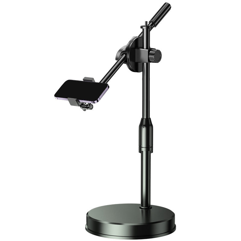 Mobile Phone Overhead Shooting Stand with Adjustable Dual-Camera Position & Fill Light, Desktop Holder for Food Photography, Drawing & Live Streaming