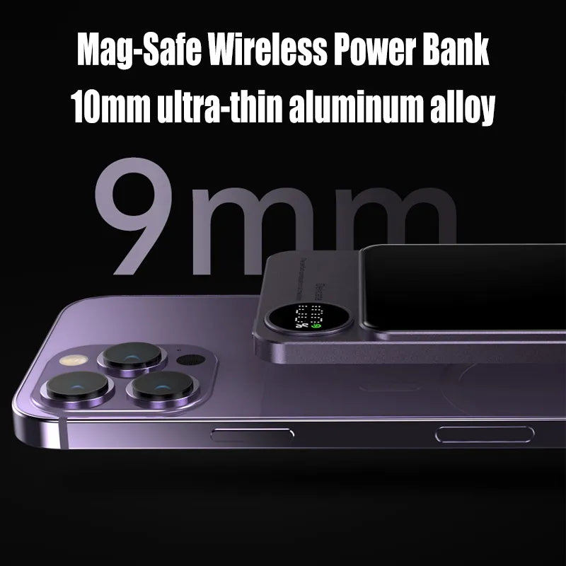 10000mAh MagSafe Magnetic Power Bank PD20W 15W Wireless Fast Charger, External Auxiliary Battery Pack for iPhone 15/14/13