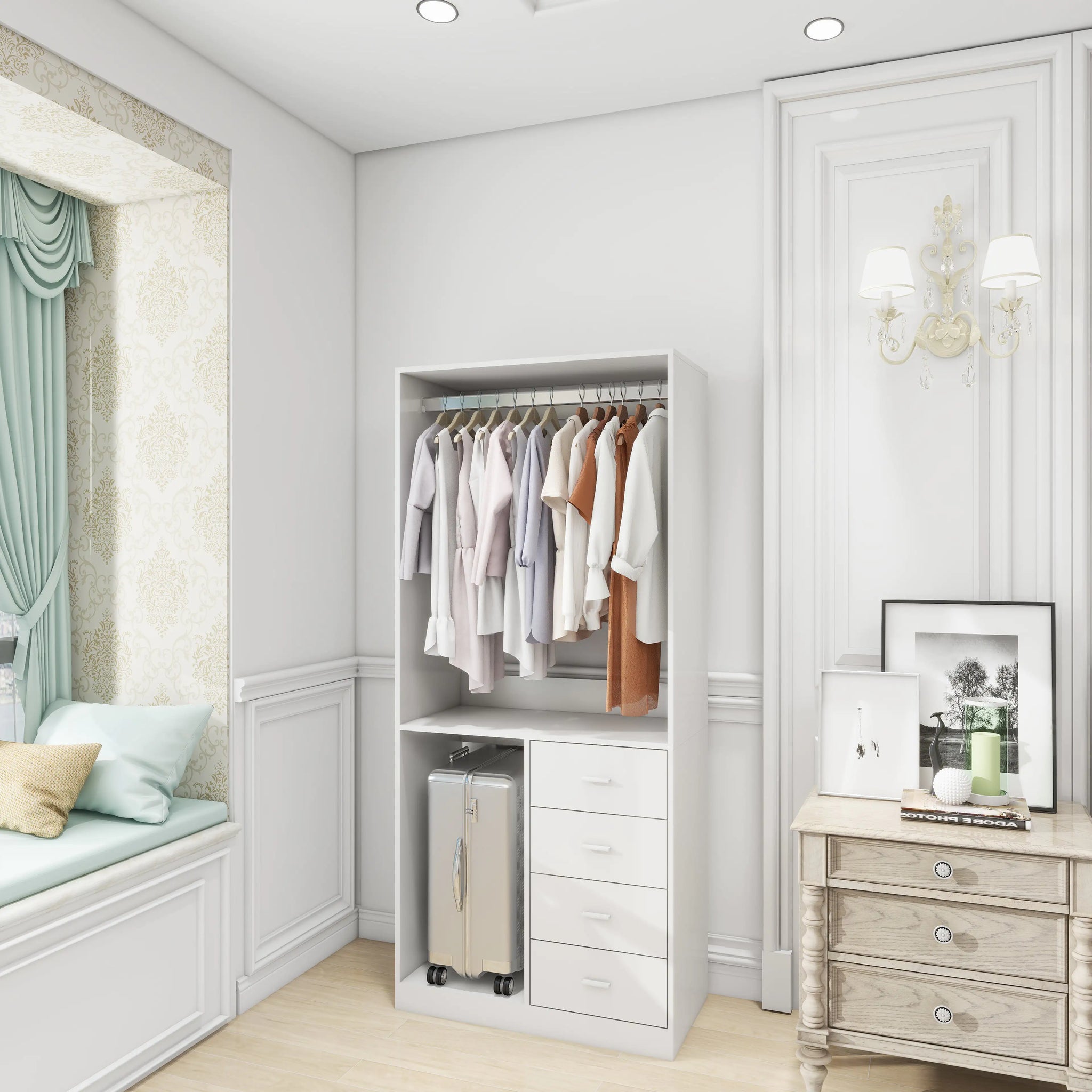 Elegant White Wood Closet Organizer