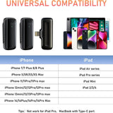 Wireless Lavalier Microphone Set with Charging Case, 1-to-2 2.4G Noise Cancelling Clip-on Mic for Live Broadcast & Streaming