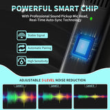 Wireless Lavalier Microphone Set with Charging Case, 1-to-2 2.4G Noise Cancelling Clip-on Mic for Live Broadcast & Streaming