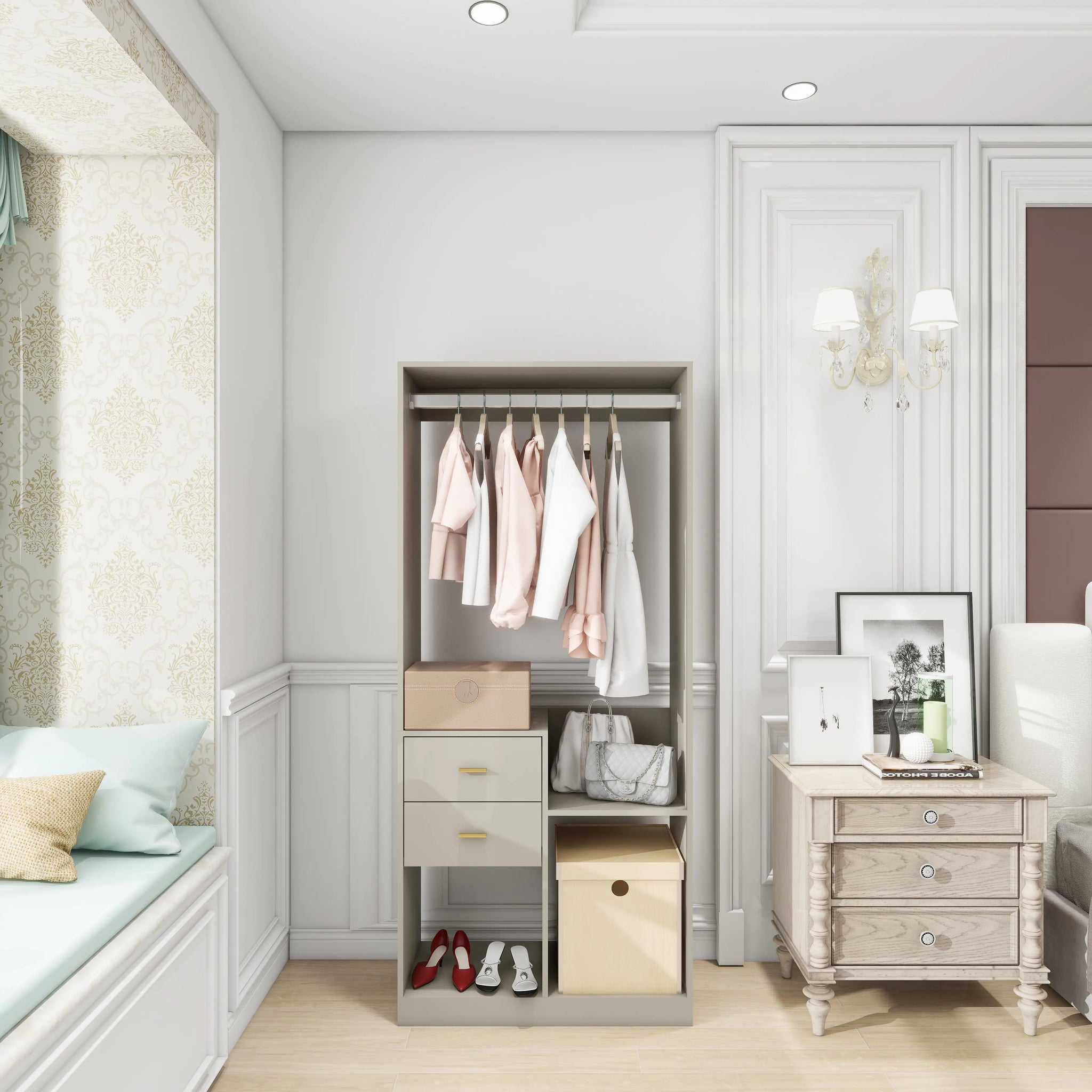 Gray Freestanding Closet Organizer