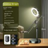 Mobile Phone Overhead Shooting Stand with Adjustable Dual-Camera Position & Fill Light, Desktop Holder for Food Photography, Drawing & Live Streaming