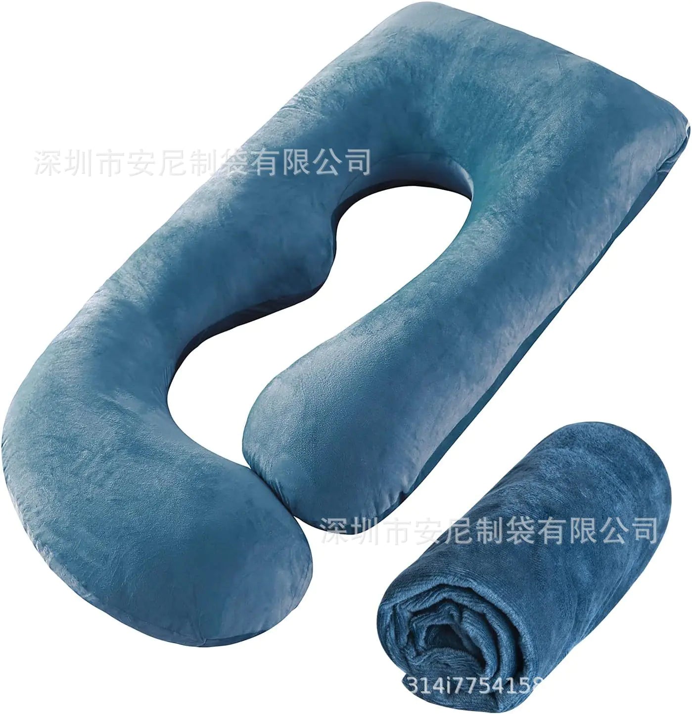 J-Shaped Pregnancy Pillow with Crystal Velvet Cover