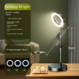 Mobile Phone Overhead Shooting Stand with Adjustable Dual-Camera Position & Fill Light, Desktop Holder for Food Photography, Drawing & Live Streaming