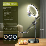 Mobile Phone Overhead Shooting Stand with Adjustable Dual-Camera Position & Fill Light, Desktop Holder for Food Photography, Drawing & Live Streaming