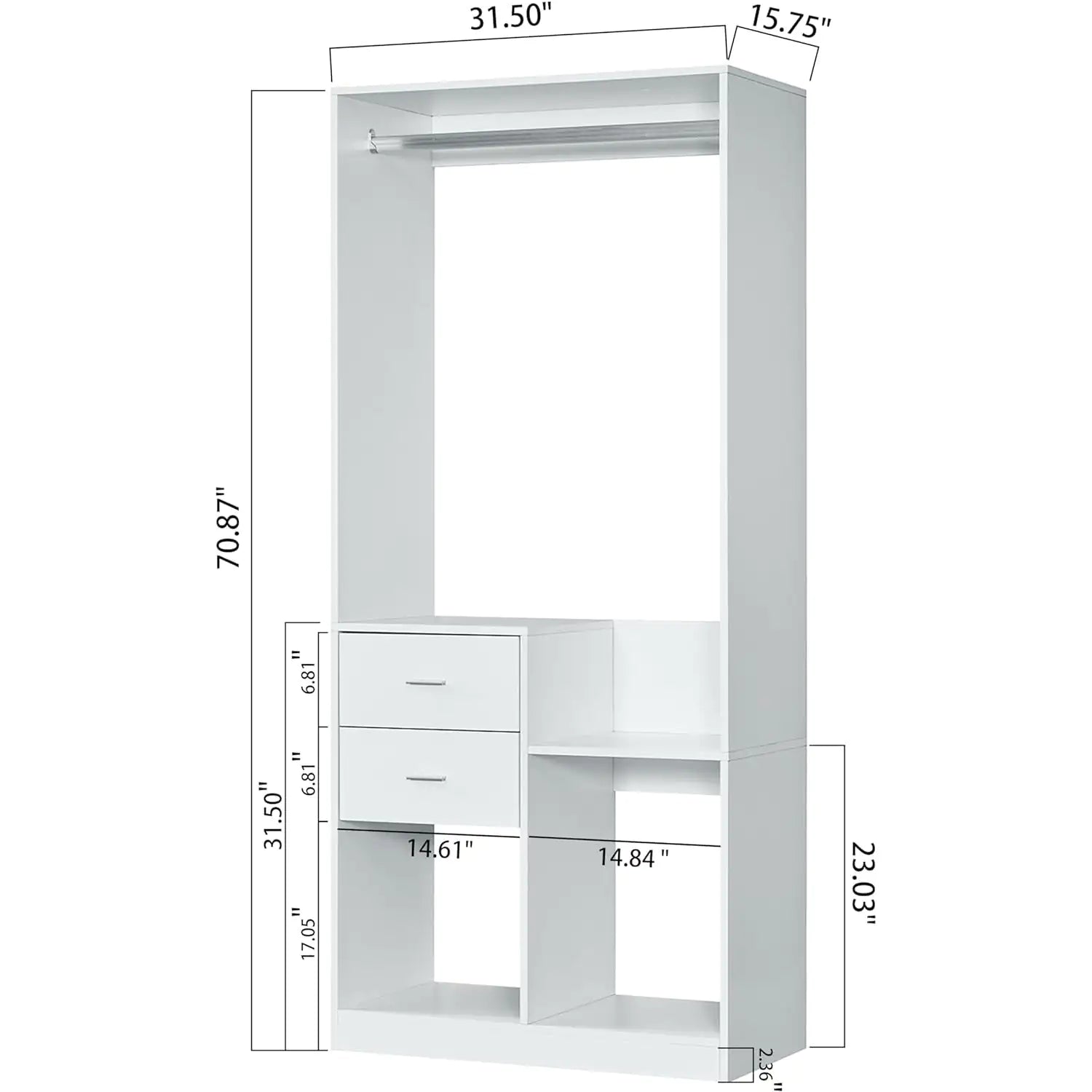 Chic 71" White Wardrobe Organizer