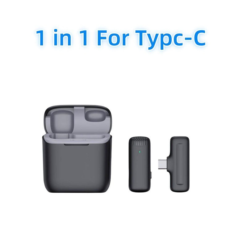 Wireless Lavalier Microphone Set with Charging Case, 1-to-2 2.4G Noise Cancelling Clip-on Mic for Live Broadcast & Streaming