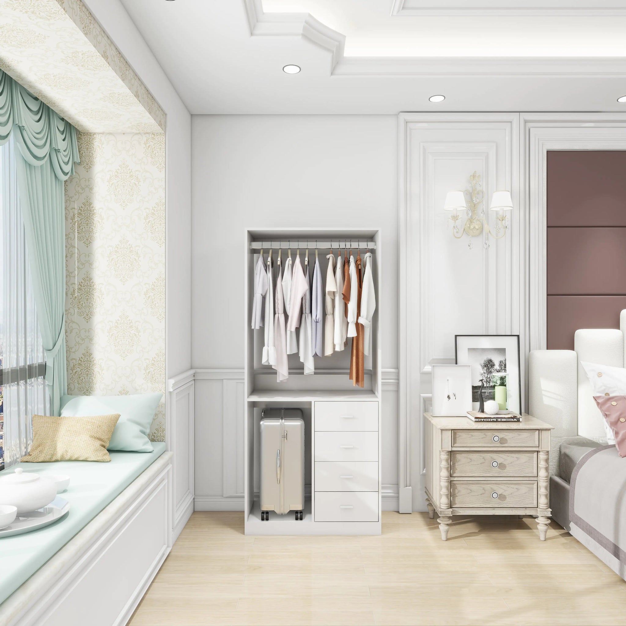 Elegant White Wood Closet Organizer