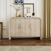 Vintage Minimalist Curved Sideboard With Gold Handles And Adjustable Partitions For The Living Room Or Dining Room