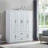 White Solid Wood Wardrobe 74"