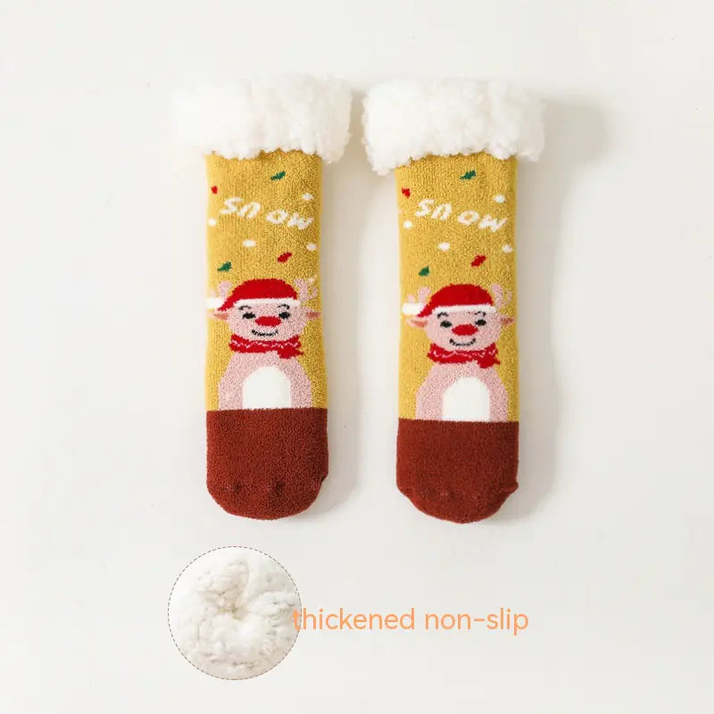 Warm Fleece-Lined Non-Slip Baby Socks in Lambswool