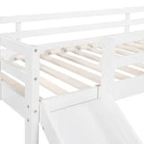 Twin Size Loft Bed Wood Bed With Slide, Stair And Chalkboard,White