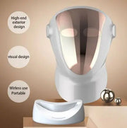 LED Color Light Visual Facial Mask with Charging Base & Magnetic Neckpiece