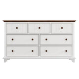 Wooden Captain Seven-Drawer Dresser For Bedroom, Living Room, Kids' Room, White Walnut