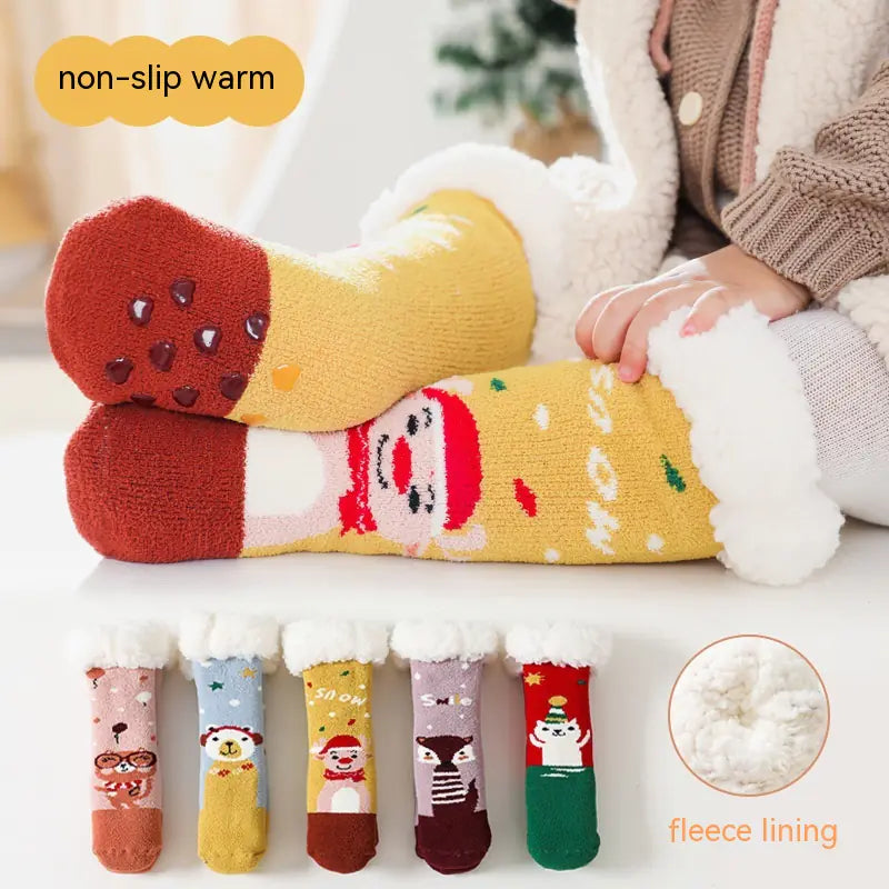 Warm Fleece-Lined Non-Slip Baby Socks in Lambswool