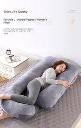 J-Shaped Pregnancy Pillow with Crystal Velvet Cover