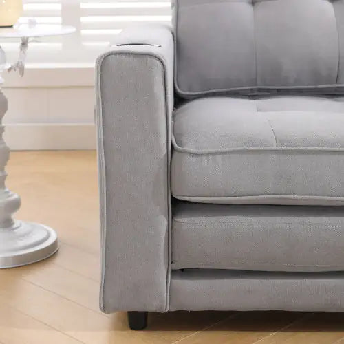 VIDEO Provided 3-in-1 Upholstered Futon Sofa Convertible Sofa Bed,Foldable Tufted Loveseat With Pull Out Sleeper Couch Bed