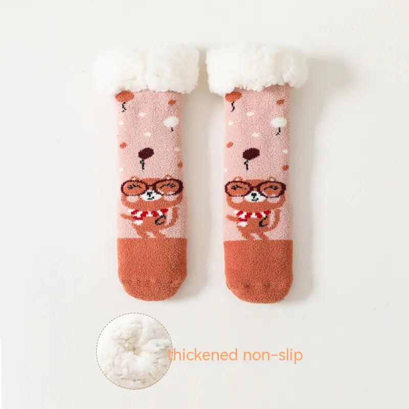 Warm Fleece-Lined Non-Slip Baby Socks in Lambswool