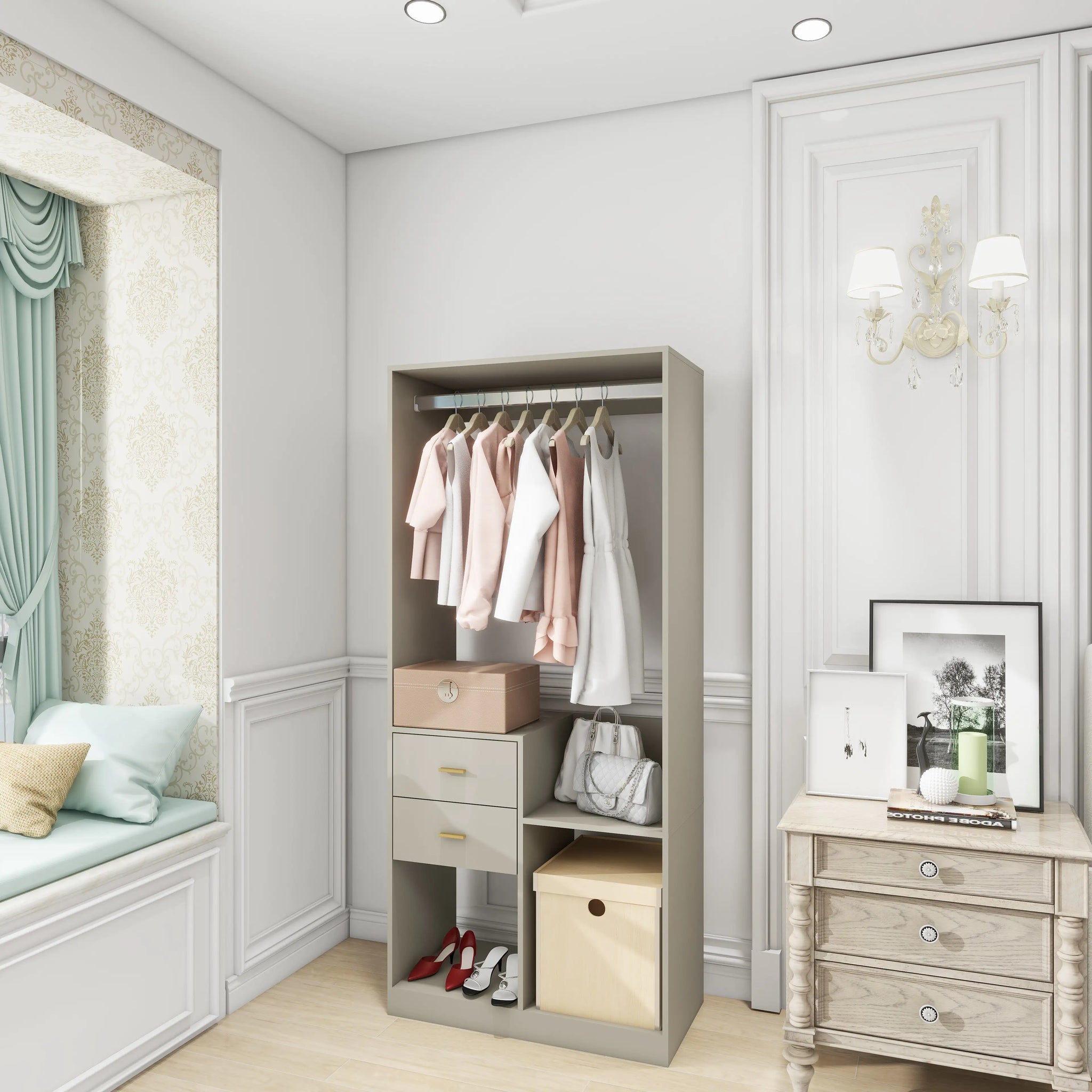 Gray Freestanding Closet Organizer