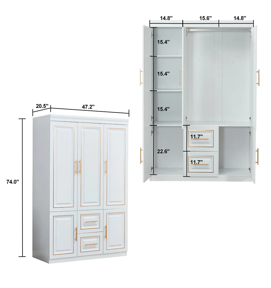 Sleek 3-Door Bedroom Armoire