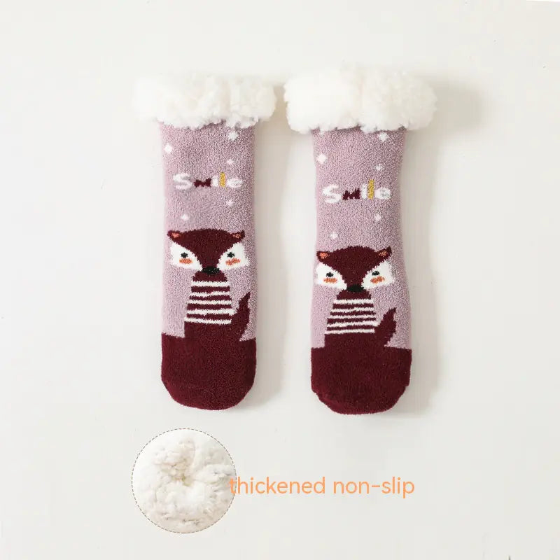 Warm Fleece-Lined Non-Slip Baby Socks in Lambswool