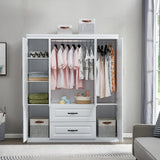 White Solid Wood Wardrobe 74"
