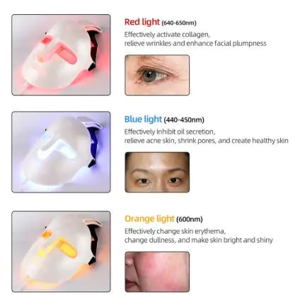 LED Color Light Visual Facial Mask with Charging Base & Magnetic Neckpiece