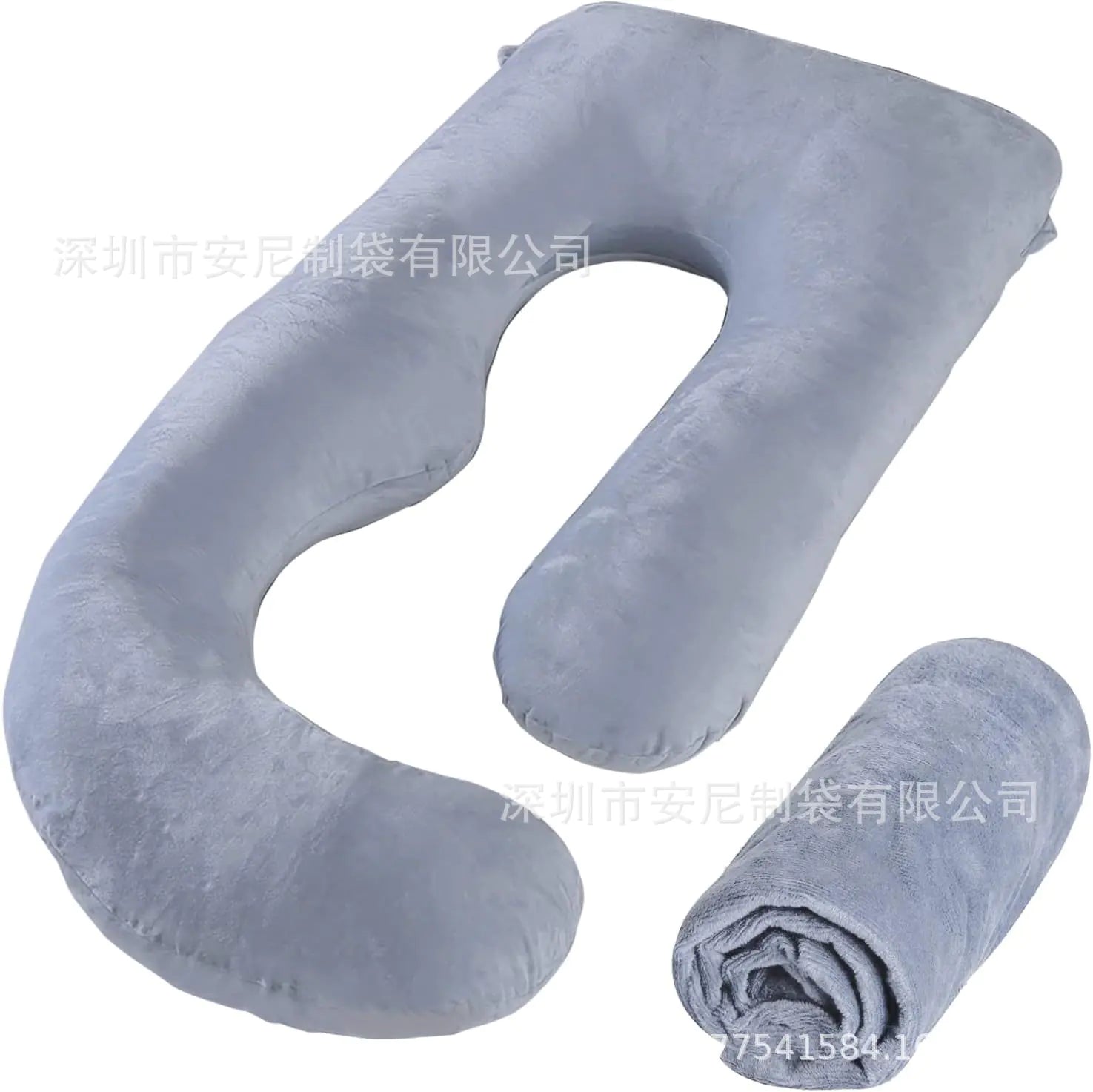 J-Shaped Pregnancy Pillow with Crystal Velvet Cover