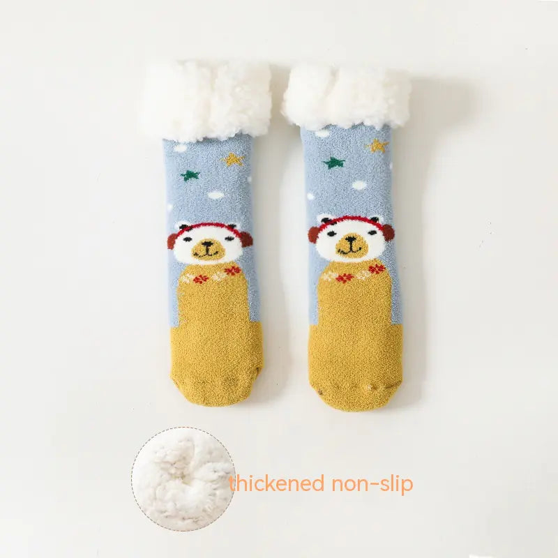 Warm Fleece-Lined Non-Slip Baby Socks in Lambswool