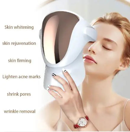 LED Color Light Visual Facial Mask with Charging Base & Magnetic Neckpiece
