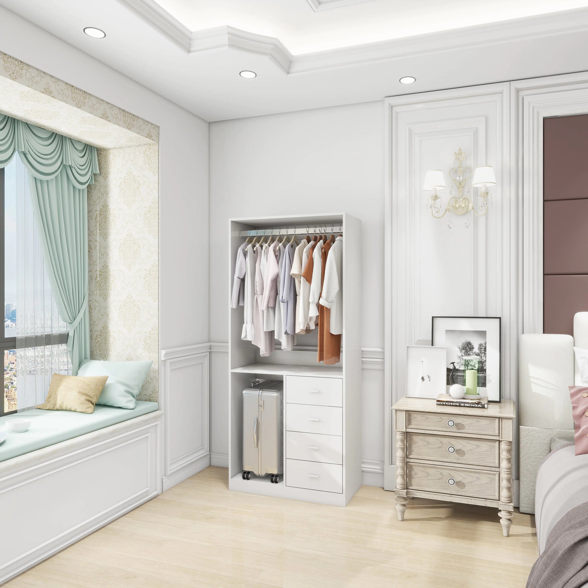 Elegant White Wood Closet Organizer