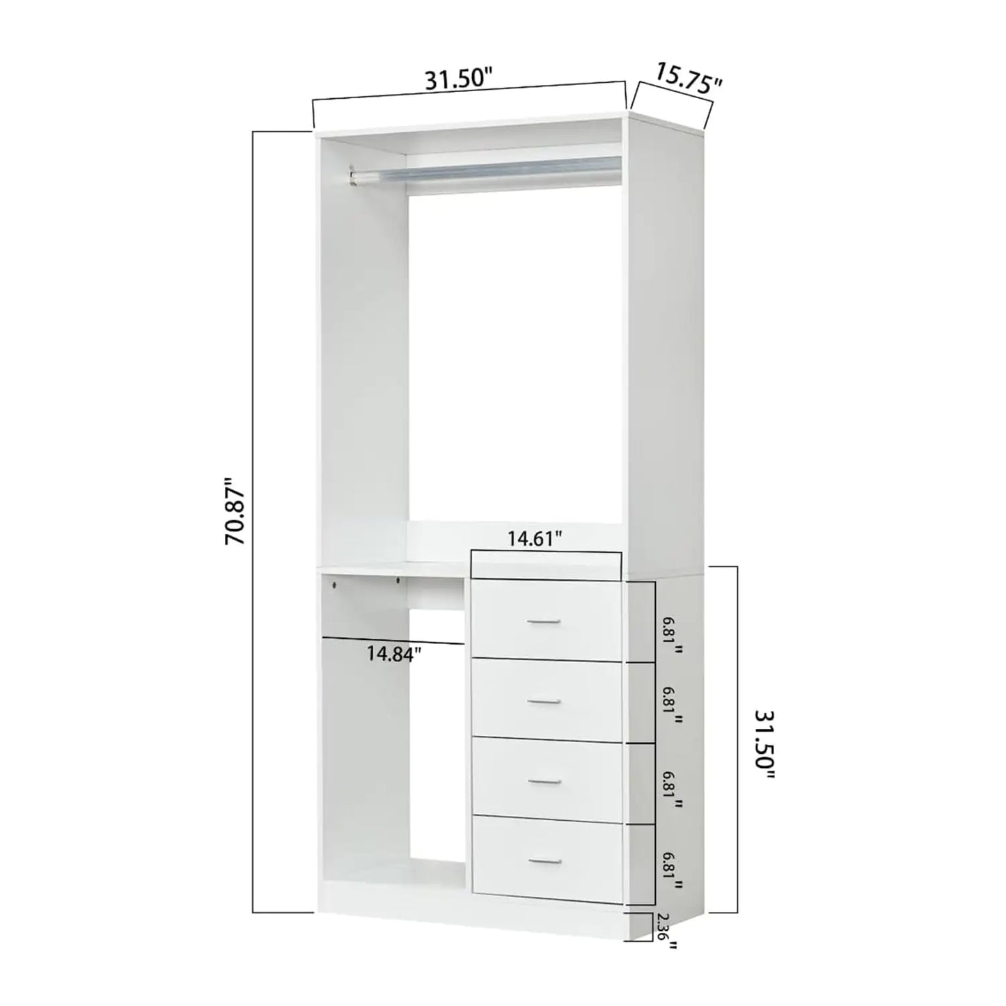 Elegant White Wood Closet Organizer