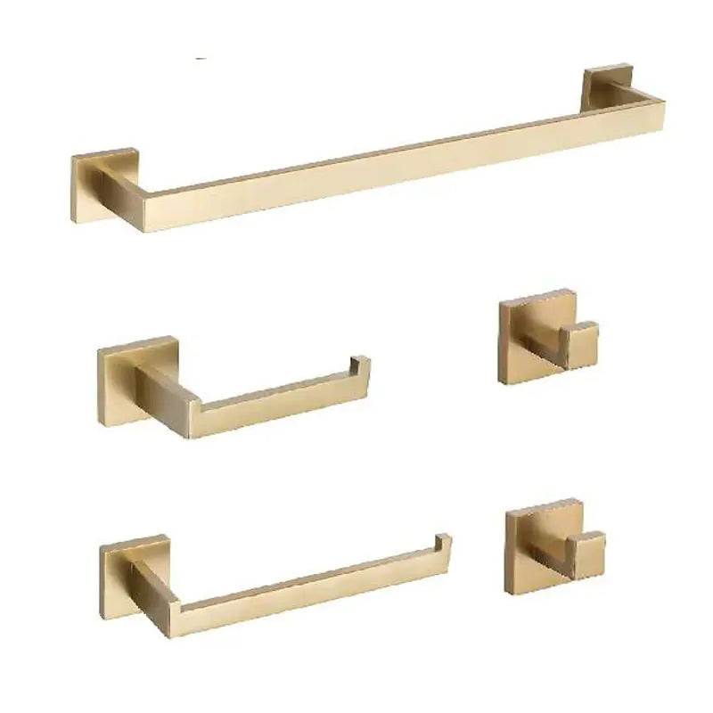5-Piece Stainless Steel Gold Towel Rack Set