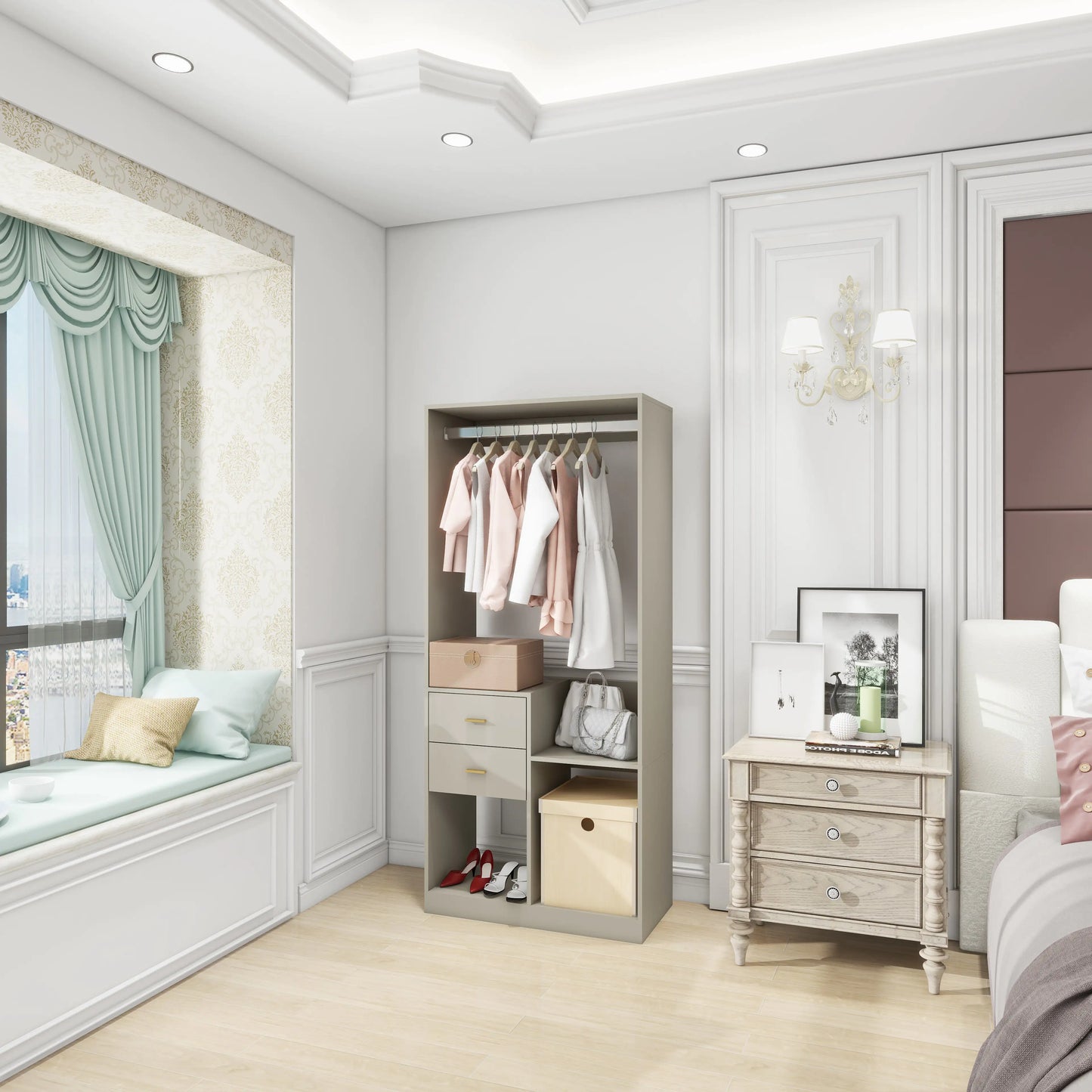 Gray Freestanding Closet Organizer